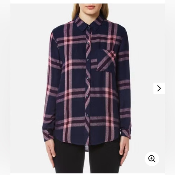 Rails Hunter Check Admiral/Cranberry Melange Button Up Cowgirl Shirt Size S - Picture 1 of 16